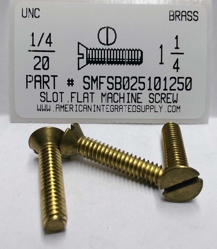 1/4-20X1-1/4 FLAT HEAD SLOTTED MACHINE SCREW BRASS