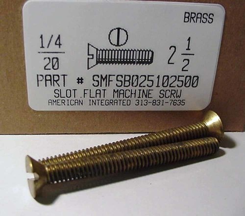 1/4-20X2-1/2 FLAT HEAD SLOTTED MACHINE SCREW BRASS