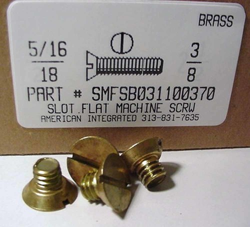 5/16-18X3/8 FLAT HEAD SLOTTED UNDERCUT MACHINE SCREW BRASS