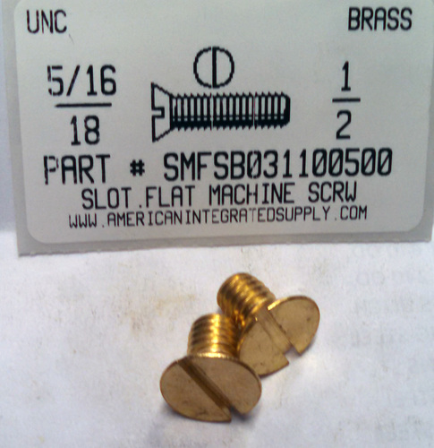 5/16-18X1/2 FLAT HEAD SLOTTED MACHINE SCREW BRASS