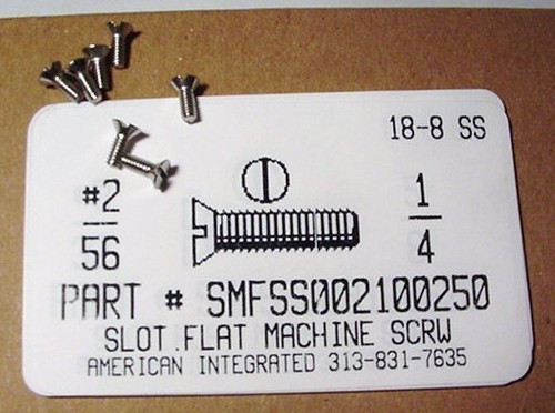 #2-56X1/4 FLAT HEAD SLOTTED MACHINE SCREW 18-8 STAINLESS STEEL