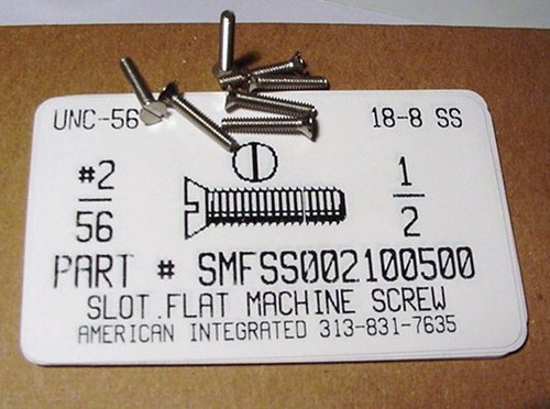 #2-56X1/2 FLAT HEAD SLOTTED MACHINE SCREW 18-8 STAINLESS STEEL