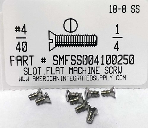 #4-40X1/4 FLAT HEAD SLOTTED MACHINE SCREW 18-8 STAINLESS STEEL