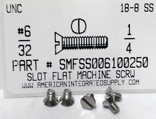 #6-32X1/4 FLAT HEAD SLOTTED MACHINE SCREW 18-8 STAINLESS STEEL