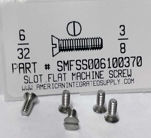 #6-32X3/8 FLAT HEAD SLOTTED MACHINE SCREW 18-8 STAINLESS STEEL