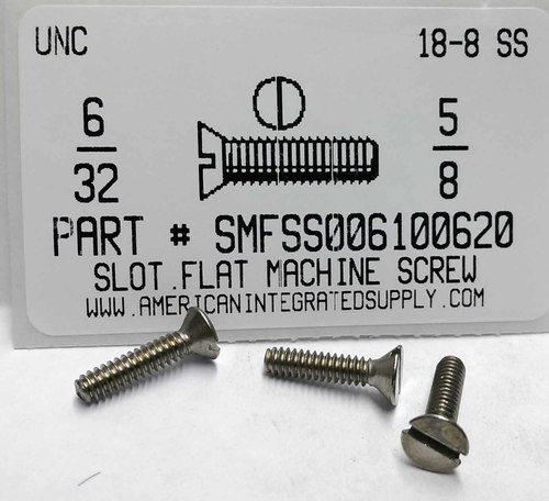 #6-32X5/8 FLAT HEAD SLOTTED MACHINE SCREW 18-8 STAINLESS STEEL