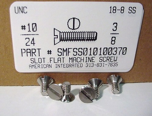 #10-24X3/8 FLAT HEAD SLOTTED MACHINE SCREW 18-8 STAINLESS STEEL