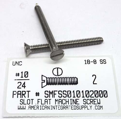 #10-24X2 FLAT HEAD SLOTTED MACHINE SCREW 18-8 STAINLESS STEEL