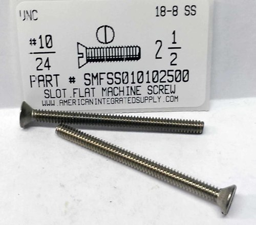 #10-24X2-1/2 FLAT HEAD SLOTTED MACHINE SCREW 18-8 STAINLESS STEEL