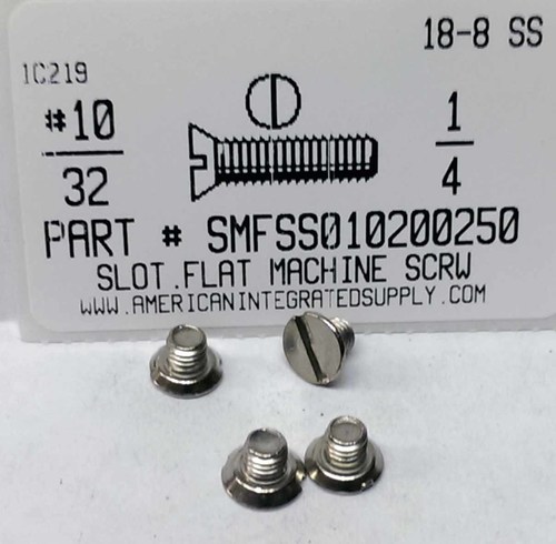 #10-32X1/4 UNDERCUT FLAT HEAD SLOTTED MACHINE SCREW 18-8 STAINLESS STEEL