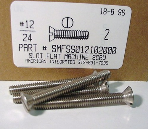 #12-24X2 FLAT HEAD SLOTTED MACHINE SCREW 18-8 STAINLESS STEEL