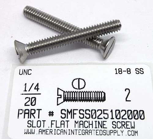 1/4-20X2 FLAT HEAD SLOTTED MACHINE SCREW 18-8 STAINLESS STEEL