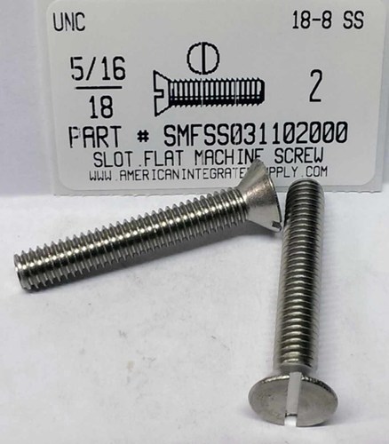 5/16-18X2 FLAT HEAD SLOTTED MACHINE SCREW 18-8 STAINLESS STEEL