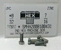 #8-32X7/16 INDENTED HEX HEAD MACHINE SCREW STEEL ZINC PLATED