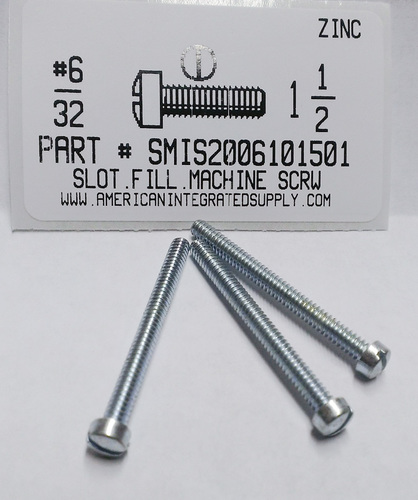 #6-32X1-1/2 FILLISTER HEAD SLOTTED MACHINE SCREW STEEL ZINC PLATED