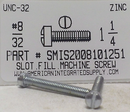 #8-32X1-1/4 FILLISTER HEAD SLOTTED MACHINE SCREW STEEL ZINC PLATED