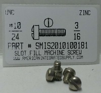 #10-24X3/16 FILLISTER HEAD SLOTTED MACHINE SCREW STEEL ZINC PLATED