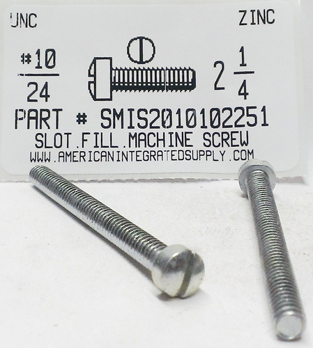 #10-24X2-1/4 FILLISTER HEAD SLOTTED MACHINE SCREW STEEL ZINC PLATED