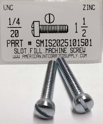 1/4-20X1-1/2 FILLISTER HEAD SLOTTED MACHINE SCREW STEEL ZINC PLATED