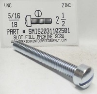 5/16-18X2-1/2 FILLISTER HEAD SLOTTED MACHINE SCREW STEEL ZINC PLATED