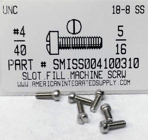 #4-40X5/16 FILLISTER HEAD SLOTTED MACHINE SCREW 18-8 STAINLESS STEEL