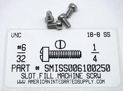 #6-32X1/4 FILLISTER HEAD SLOTTED MACHINE SCREW 18-8 STAINLESS STEEL