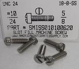 #10-24X5/8 FILLISTER HEAD SLOTTED MACHINE SCREW 18-8 STAINLESS STEEL