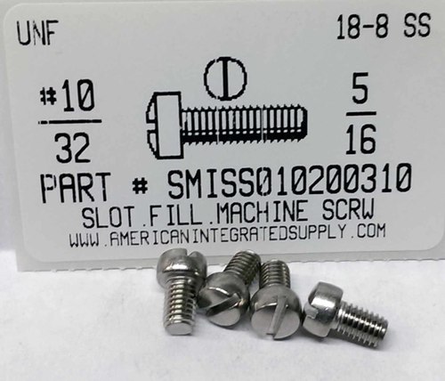 #10-32X5/16 FILLISTER HEAD SLOTTED MACHINE SCREW 18-8 STAINLESS STEEL