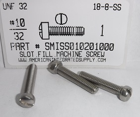 #10-32X1 FILLISTER HEAD SLOTTED MACHINE SCREW 18-8 STAINLESS STEEL