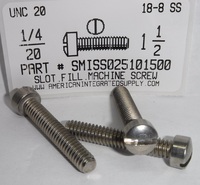 1/4-20X1-1/2 FILLISTER HEAD SLOTTED MACHINE SCREW 18-8 STAINLESS STEEL