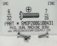 #6-32X7/16 OVAL HEAD PHILLIPS MACHINE SCREW STEEL ZINC PLATED (DISCONTINUED)