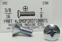 3/8-16X7/8 OVAL HEAD PHILLIPS MACHINE SCREW STEEL ZINC PLATED