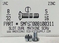 #8-32X5/16 OVAL HEAD SLOTTED MACHINE SCREW STEEL ZINC PLATED