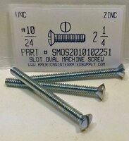 #10-24X2-1/4 OVAL HEAD SLOTTED MACHINE SCREW STEEL ZINC PLATED