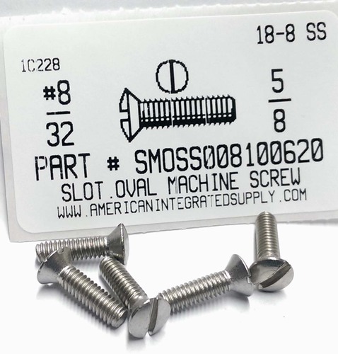 #8-32X5/8 OVAL HEAD SLOTTED MACHINE SCREW 18-8 STAINLESS STEEL