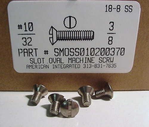 #10-32X3/8 OVAL HEAD SLOTTED MACHINE SCREW 18-8 STAINLESS STEEL