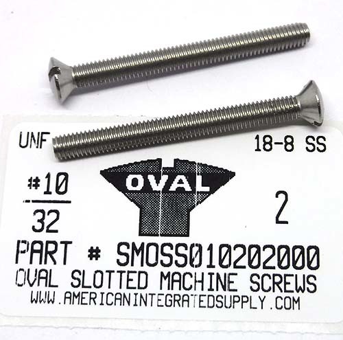 #10-32X2 OVAL HEAD SLOTTED MACHINE SCREW 18-8 STAINLESS STEEL