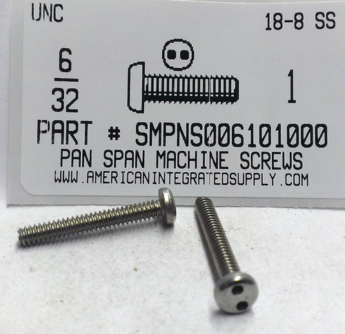 #6-32X1 PAN HEAD SPANNER DRIVE MACHINE SCREW 18-8 STAINLESS STEEL