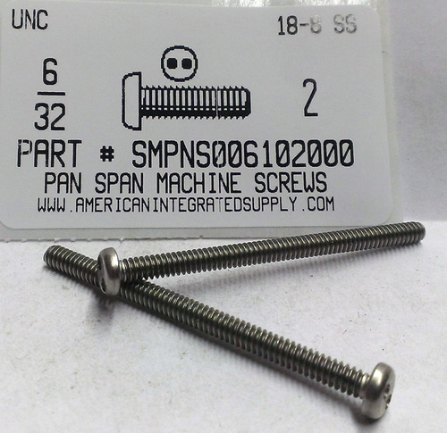 #6-32X2 PAN HEAD SPANNER DRIVE MACHINE SCREW 18-8 STAINLESS STEEL