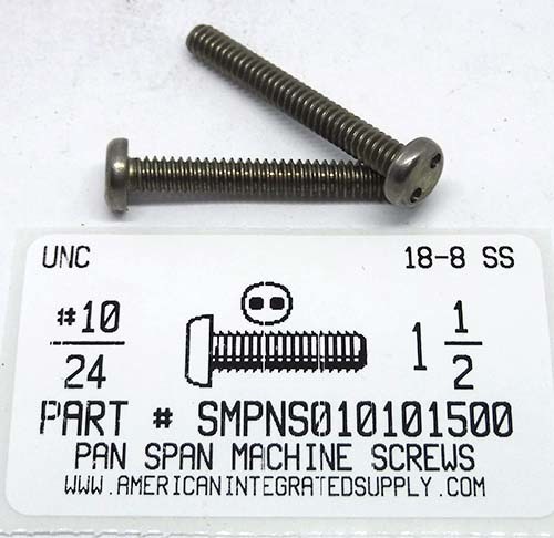 #10-24X1-1/2 PAN HEAD SPANNER DRIVE MACHINE SCREW 18-8 STAINLESS STEEL