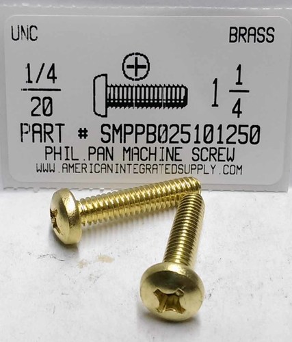 1/4-20X1-1/4 PAN HEAD PHILLIPS MACHINE SCREW BRASS