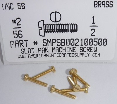 #2-56X1/2 PAN HEAD SLOTTED MACHINE SCREW BRASS