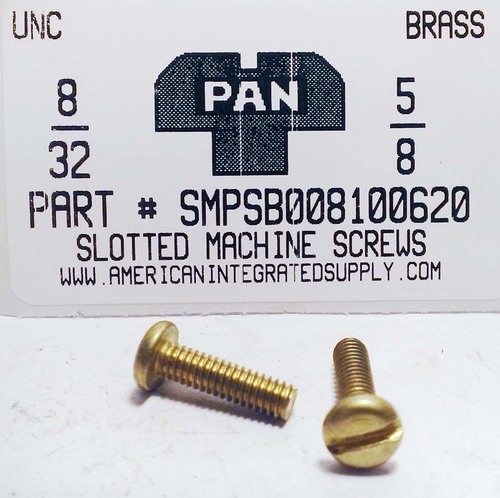 #8-32X5/8 PAN HEAD SLOTTED MACHINE SCREW BRASS