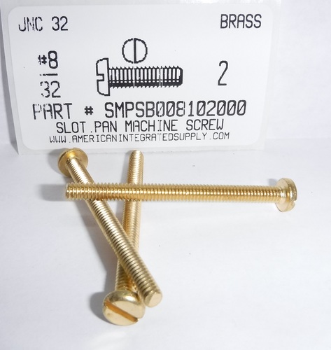 #8-32X2 PAN HEAD SLOTTED MACHINE SCREW BRASS