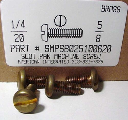 1/4-20X5/8 PAN HEAD SLOTTED MACHINE SCREW BRASS