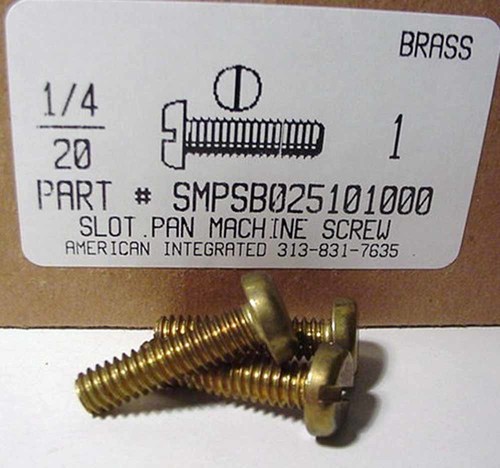 1/4-20X1 PAN HEAD SLOTTED MACHINE SCREW BRASS