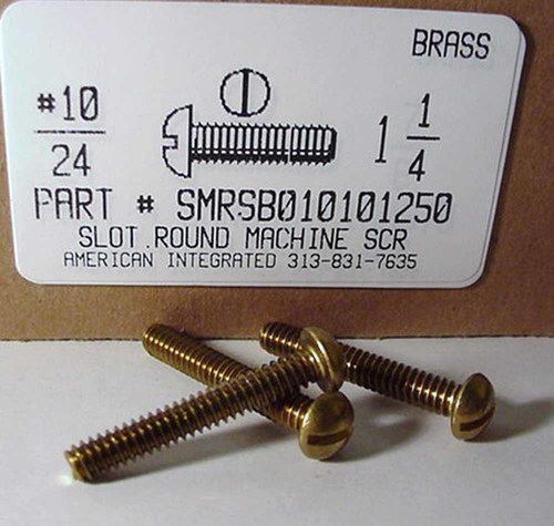 #10-24X1-1/4 ROUND HEAD SLOTTED MACHINE SCREW BRASS