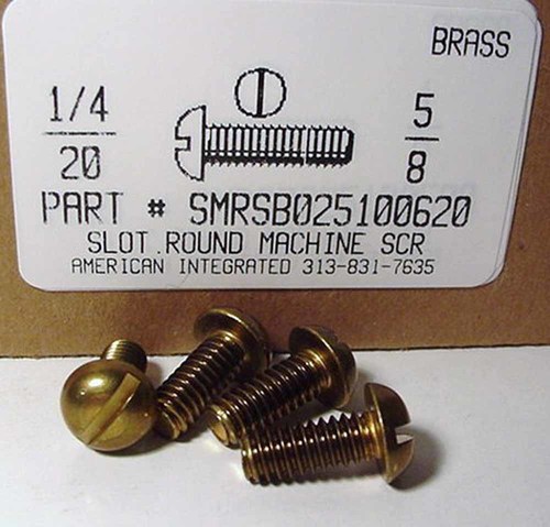 1/4-20X5/8 ROUND HEAD SLOTTED MACHINE SCREW BRASS