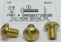 3/8-16X1/2 ROUND HEAD SLOTTED MACHINE SCREW BRASS