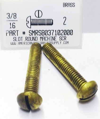 3/8-16X2 ROUND HEAD SLOTTED MACHINE SCREW BRASS